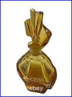 Vintage Art Deco Amber Crystal Glass MCM Retro Perfume Bottle 6 Bohemian Czech