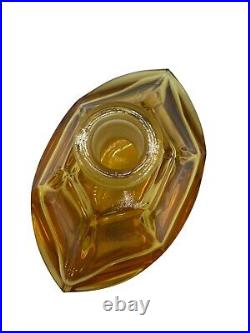 Vintage Art Deco Amber Crystal Glass MCM Retro Perfume Bottle 6 Bohemian Czech