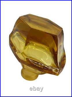 Vintage Art Deco Amber Crystal Glass MCM Retro Perfume Bottle 6 Bohemian Czech