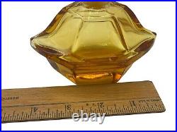 Vintage Art Deco Amber Crystal Glass MCM Retro Perfume Bottle 6 Bohemian Czech