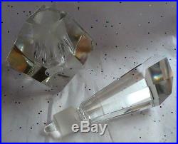 Vintage Art Deco Beveled Cut Glass Crystal 8 Perfume Bottle Dauber Very Nice