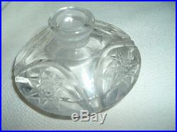 Vintage Art Deco Carved Flute Player Czech Glass Perfume Bottle 5-1/2 Tall