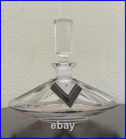 Vintage Art Deco Crystal Perfume Bottle Karl Palda Czech Black Enamel Geometric