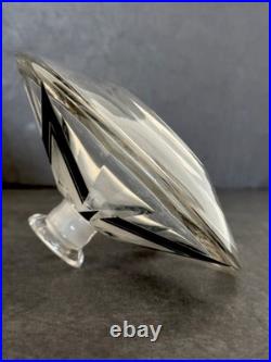 Vintage Art Deco Crystal Perfume Bottle Karl Palda Czech Black Enamel Geometric