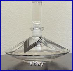 Vintage Art Deco Crystal Perfume Bottle Karl Palda Czech Black Enamel Geometric