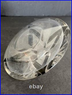 Vintage Art Deco Crystal Perfume Bottle Karl Palda Czech Black Enamel Geometric