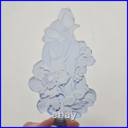 Vintage Art Deco Czech Blue Crystal Glass Perfume Bottle with Large Etched Stopper