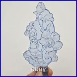 Vintage Art Deco Czech Blue Crystal Glass Perfume Bottle with Large Etched Stopper