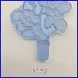 Vintage Art Deco Czech Blue Crystal Glass Perfume Bottle with Large Etched Stopper