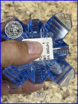 Vintage Art Deco Czech Blue Hand Cut Crystal Perfume Bottle Base I RICE