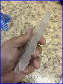 Vintage Art Deco Czech Blue Hand Cut Crystal Perfume Bottle Base I RICE