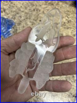 Vintage Art Deco Czech Blue Hand Cut Crystal Perfume Bottle Base I RICE