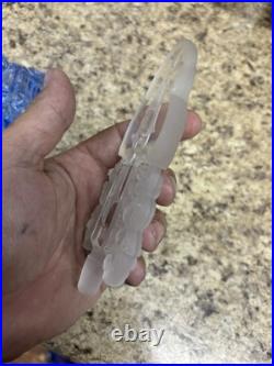 Vintage Art Deco Czech Blue Hand Cut Crystal Perfume Bottle Base I RICE