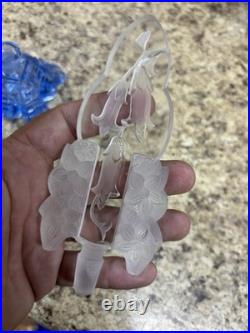 Vintage Art Deco Czech Blue Hand Cut Crystal Perfume Bottle Base I RICE