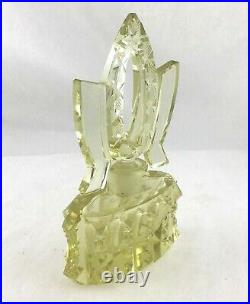 Vintage Art Deco Czech Perfume Bottle Yellow Cut Glass Stopper