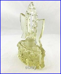 Vintage Art Deco Czech Perfume Bottle Yellow Cut Glass Stopper