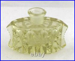 Vintage Art Deco Czech Perfume Bottle Yellow Cut Glass Stopper