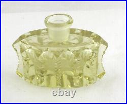 Vintage Art Deco Czech Perfume Bottle Yellow Cut Glass Stopper