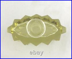 Vintage Art Deco Czech Perfume Bottle Yellow Cut Glass Stopper