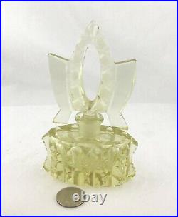 Vintage Art Deco Czech Perfume Bottle Yellow Cut Glass Stopper