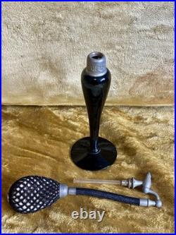 Vintage Art Deco DeVilbiss Black Glass Perfume Atomizer & DropperBottle Set