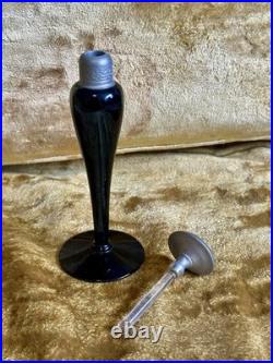 Vintage Art Deco DeVilbiss Black Glass Perfume Atomizer & DropperBottle Set