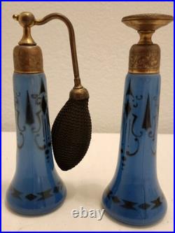 Vintage Art Deco DeVilbiss-style Perfume Atomizer & Dauber Bottle Set