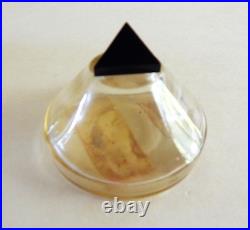Vintage Art Deco Empty Perfume Bottle w Box Cl Glass w Black Triangular Cap