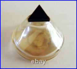 Vintage Art Deco Empty Perfume Bottle w Box Cl Glass w Black Triangular Cap