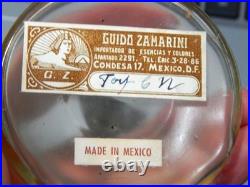 Vintage Art Deco Empty Perfume Bottle w Box Cl Glass w Black Triangular Cap