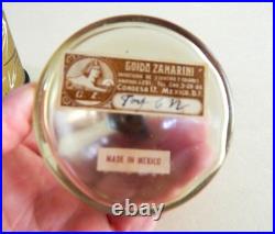 Vintage Art Deco Empty Perfume Bottle w Box Cl Glass w Black Triangular Cap