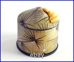 Vintage Art Deco Empty Perfume Bottle w Box Cl Glass w Black Triangular Cap