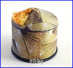 Vintage Art Deco Empty Perfume Bottle w Box Cl Glass w Black Triangular Cap