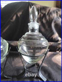 Vintage/Art Deco Glass Apothecary Perfume Display Bottle with metal base 8 3/4