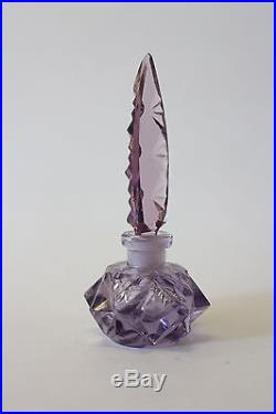 Vintage Art Deco Hand Cut Crystal Amethyst Perfume Bottle Classic