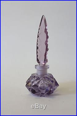 Vintage Art Deco Hand Cut Crystal Amethyst Perfume Bottle Classic