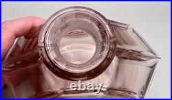 Vintage Art Deco Large Perfume Bottle Pink Crystal Glass Brockwitz Style 8.5 ta