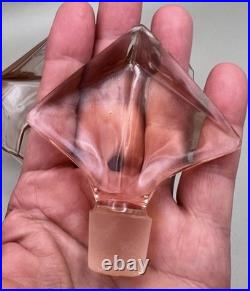 Vintage Art Deco Large Perfume Bottle Pink Crystal Glass Brockwitz Style 8.5 ta