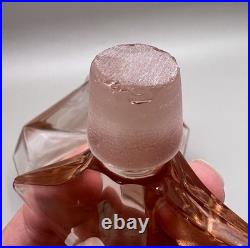Vintage Art Deco Large Perfume Bottle Pink Crystal Glass Brockwitz Style 8.5 ta