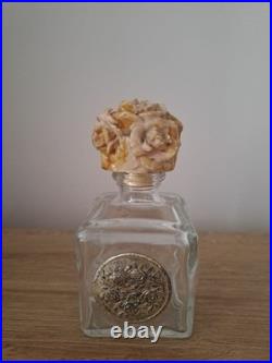 Vintage Art Deco Perfume Bottle, 200ml, Silver Crest, Resin Cap, Collectible old
