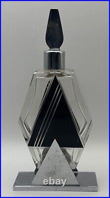 Vintage Art Deco Perfume Bottle Czech Bohemian Cut Glass 1920's