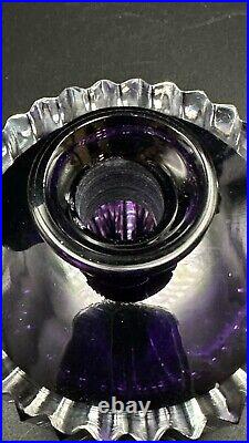 Vintage Art Deco Perfume Bottle Czech Bohemian Heavy Purple Cut Glass