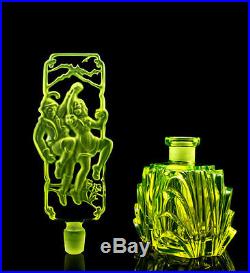 Vintage Art Deco Perfume Bottle Vaseline Glass