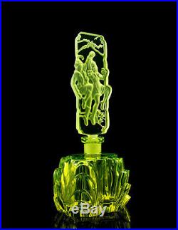 Vintage Art Deco Perfume Bottle Vaseline Glass