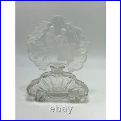 Vintage Art Deco Perfume Bottle with Intaglio Stopper Reverse Cameo Clear Glass