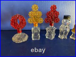 Vintage Art Deco Perfume Bottles Mid Century Set Of (7) 4 1/2 Tall