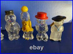 Vintage Art Deco Perfume Bottles Mid Century Set Of (7) 4 1/2 Tall