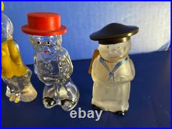 Vintage Art Deco Perfume Bottles Mid Century Set Of (7) 4 1/2 Tall