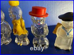 Vintage Art Deco Perfume Bottles Mid Century Set Of (7) 4 1/2 Tall
