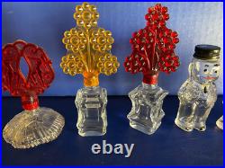 Vintage Art Deco Perfume Bottles Mid Century Set Of (7) 4 1/2 Tall